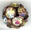 1 12mm Round Antique Copper with Crystal AB Rhinestones